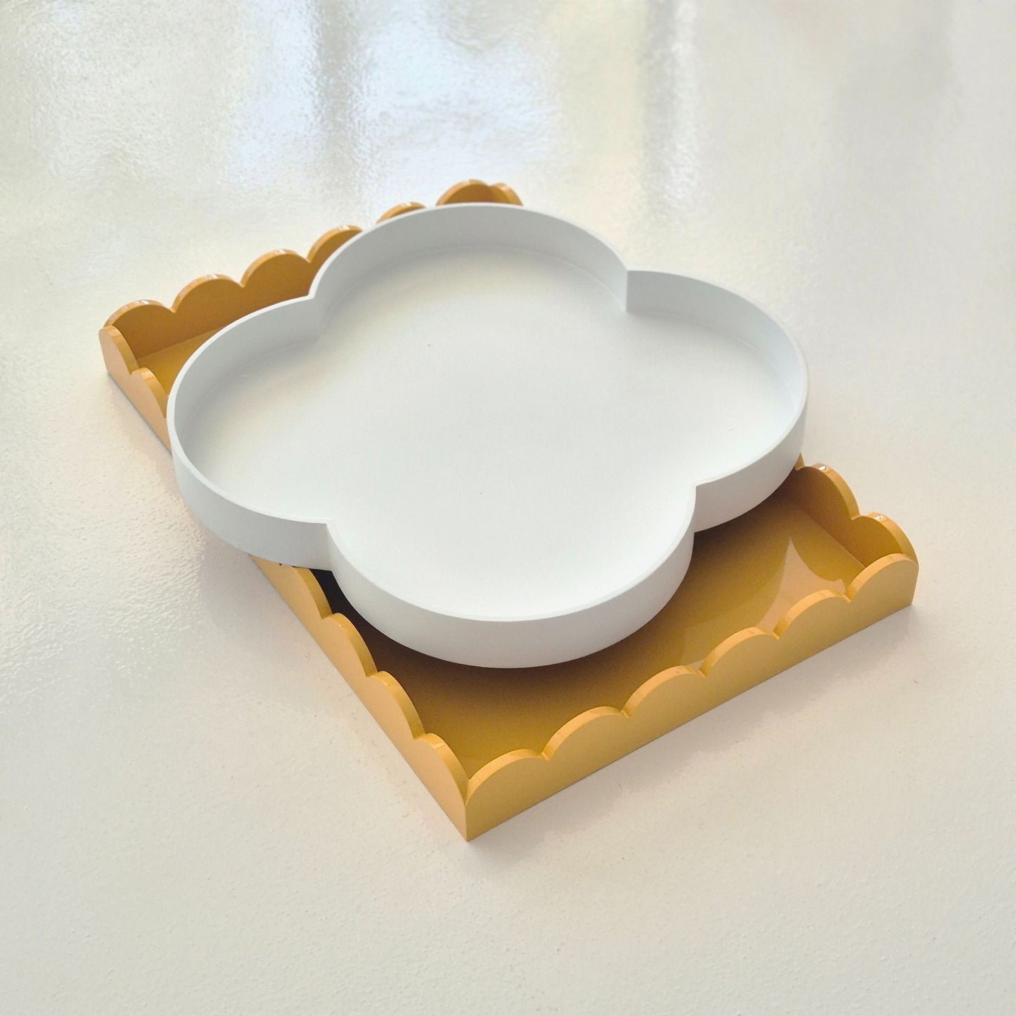 White Clover Timber Large Round Serving Tray 50cm