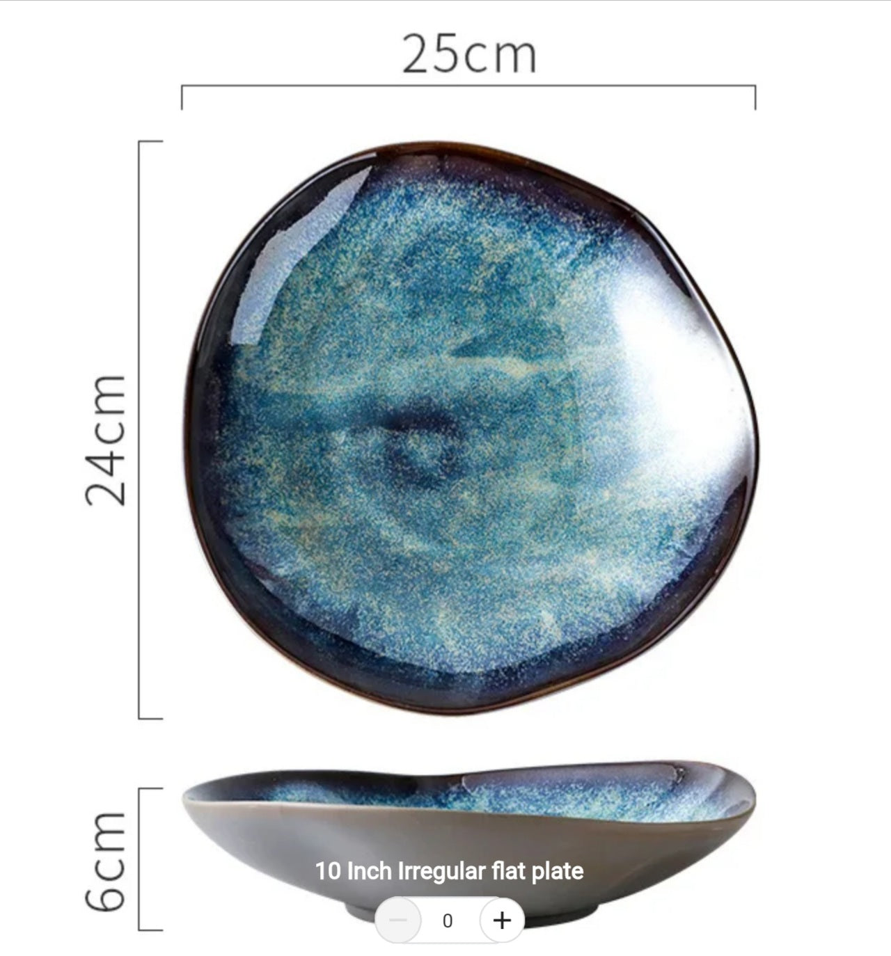 Midnight Blue Coloured Freeform Serving Plate - Medium
