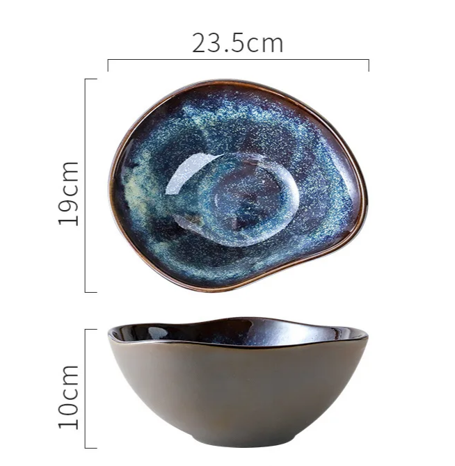 Midnight Blue Coloured Freeform Serving Bowl - Medium