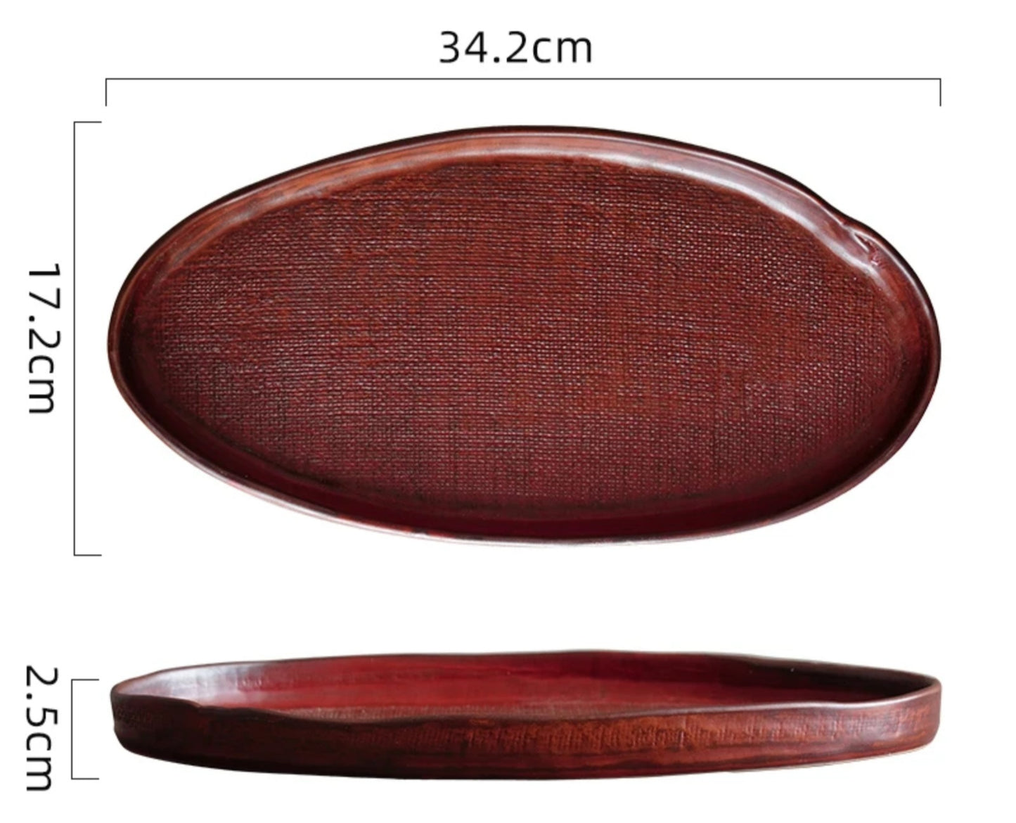 Farmhouse Haven Textured Ceremic Long Serving Tray - Wine