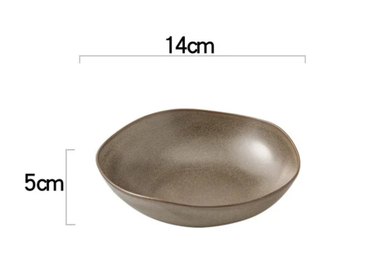 Earth Irregular Porcelain Small Serving Bowl - Mushroom - Cobblestone Australia