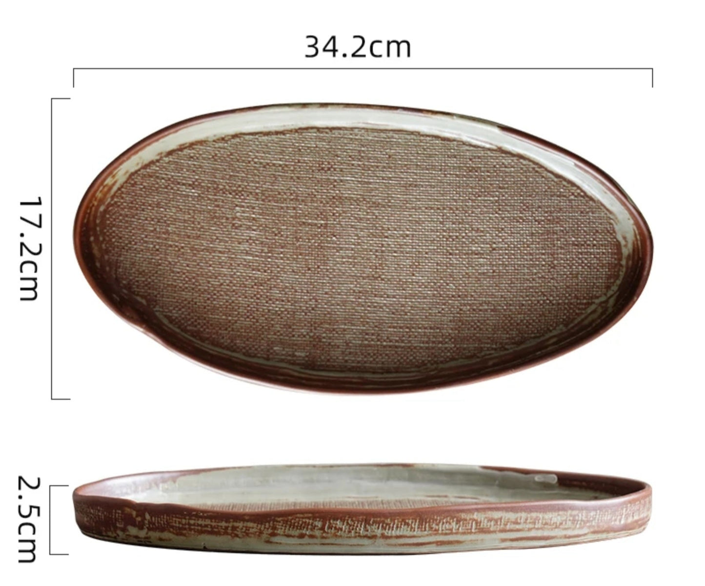 Farmhouse Haven Textured Ceremic Long Serving Tray - Wheat - Cobblestone Australia