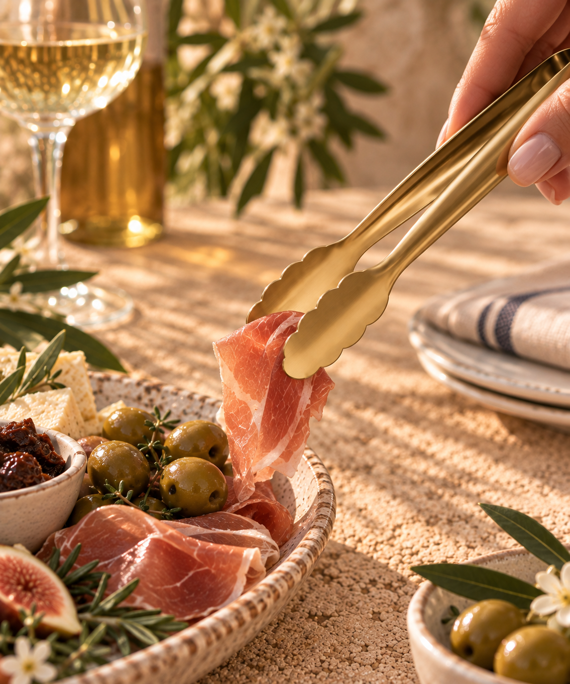 The Homestead Serving Tongs ~ Heirloom Gold Cobblestone Australia