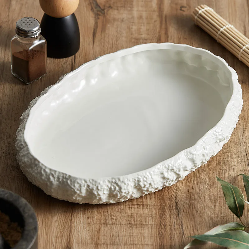 White Coral Porcelain Oval Dish