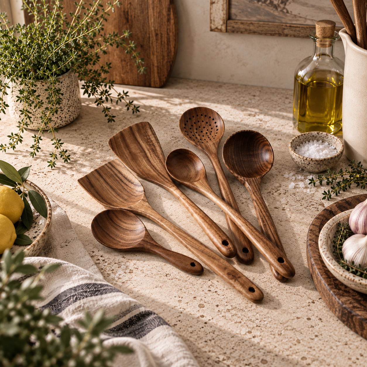 The Homestead Wooden Kitchen Utensil Set of 6 Cobblestone Australia