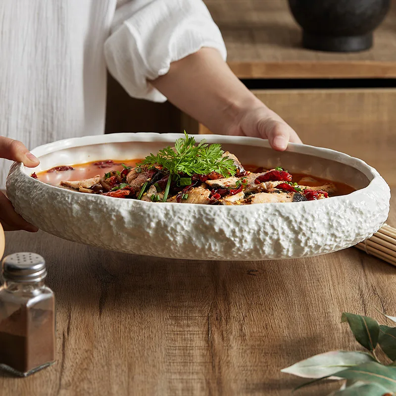 White Coral Porcelain Oval Dish