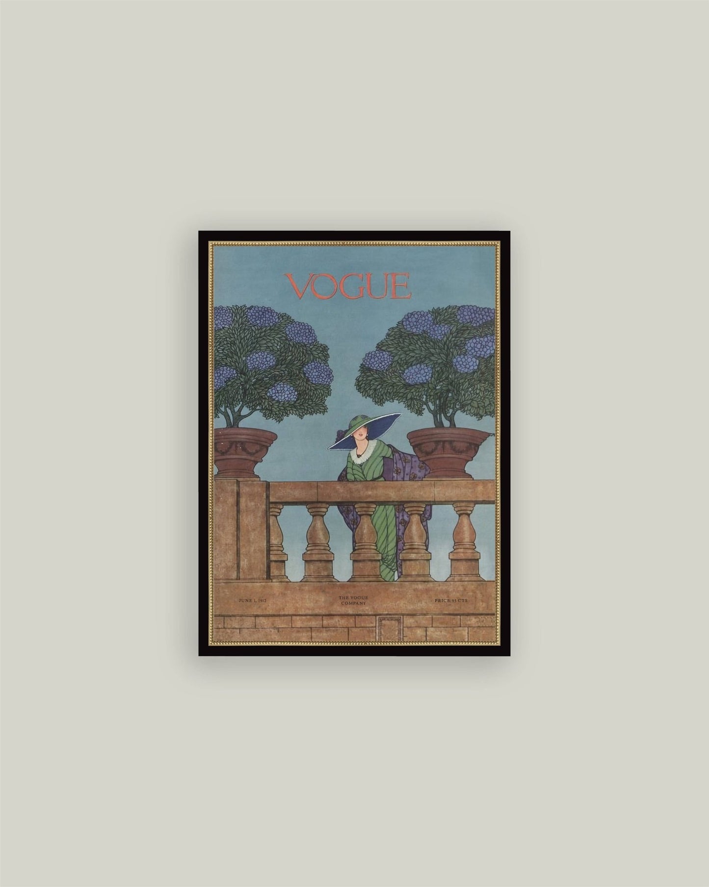 Vintage Vogue Blue Framed Art Print: 28 x 38cm - Cobblestone Australia