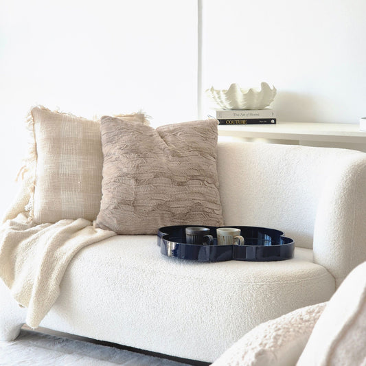 Navy Blue Clover Timber Large Round Serving Tray 50cm