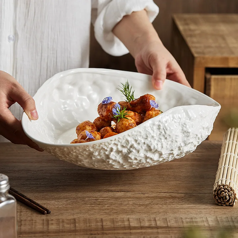 White Coral Porcelain Seashell Bowl - Large