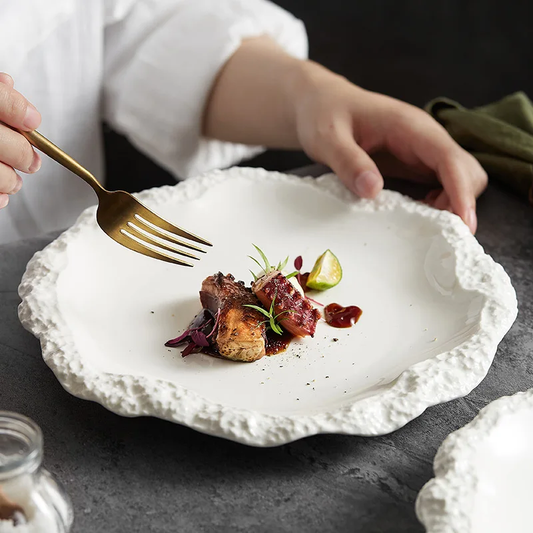 White Coral Porcelain Round Platter