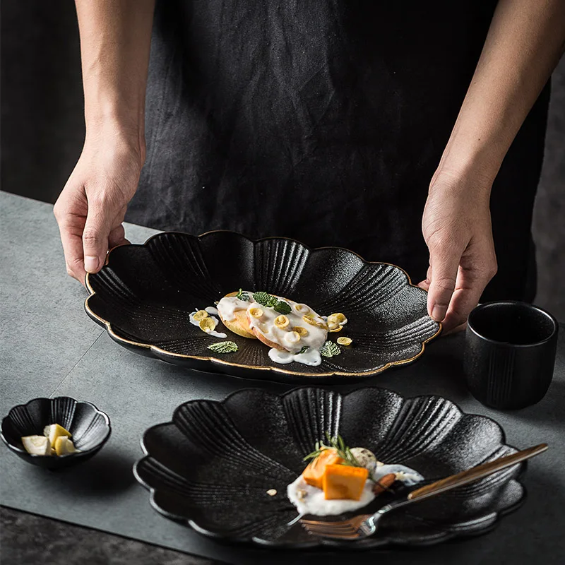 Bespoke Black Flower Serving Platter