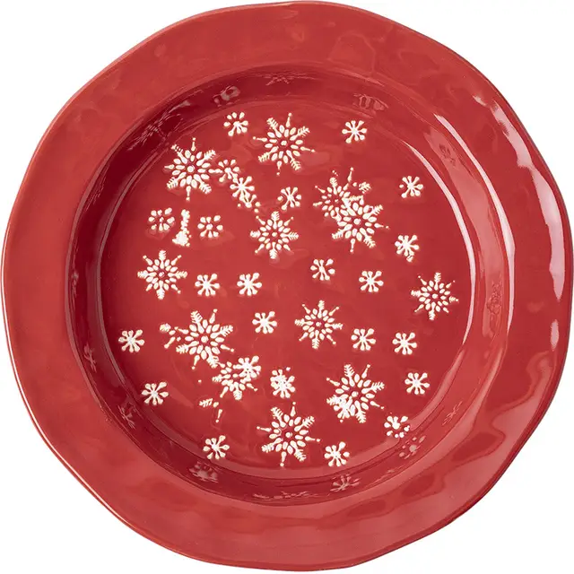 Christmas Mistletoe Deep Plate ~ Cherry Red 20cm