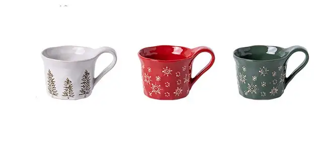 Christmas Mistletoe Coffee Cup Set of 3