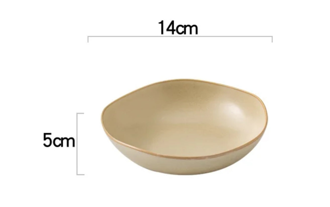 Earth Irregular Small Porcelain Serving Bowl - Dune