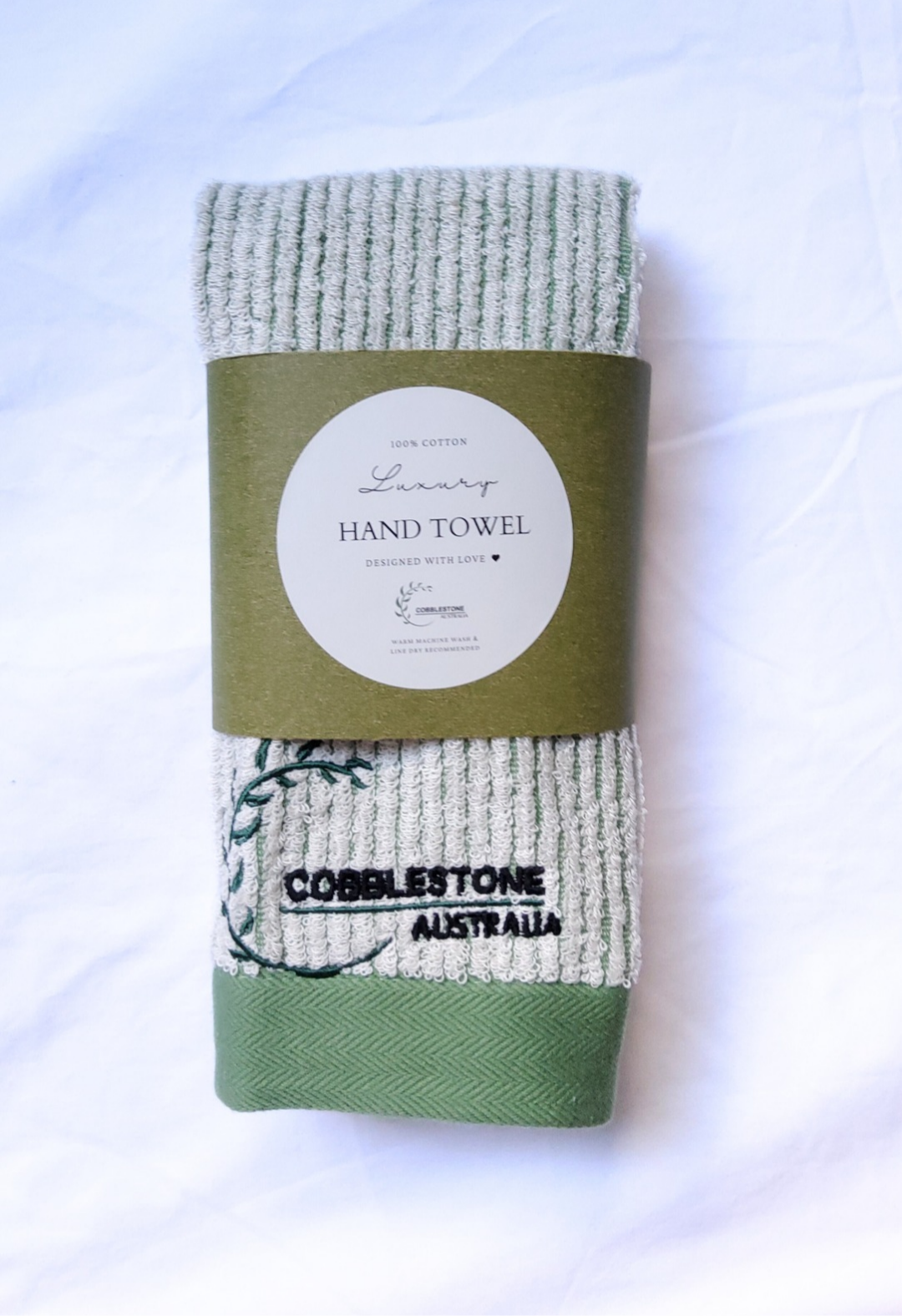 Luxury Kitchen Hand Towel - Green Border Design