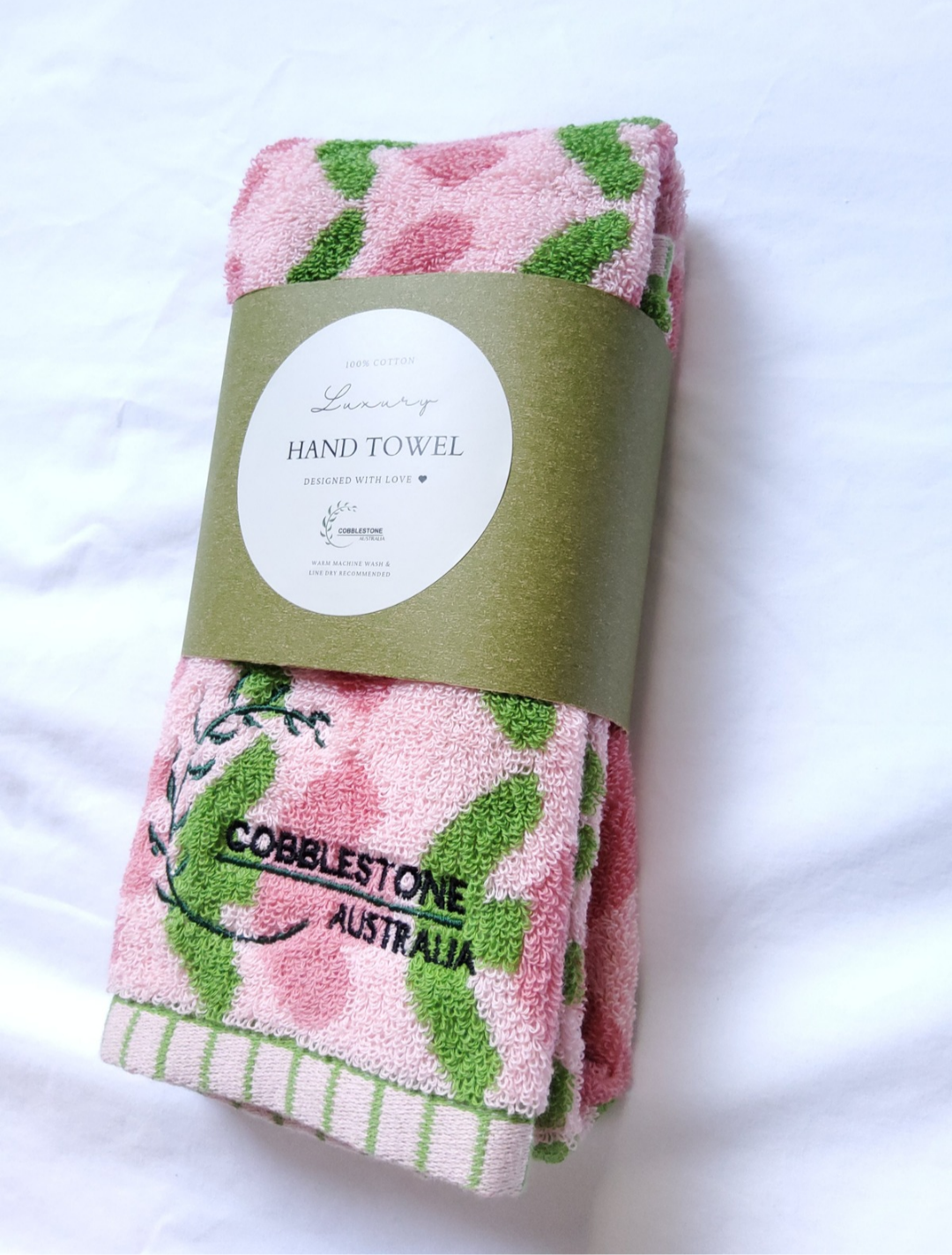 Luxury Kitchen Hand Towel - Pink Tulip Design