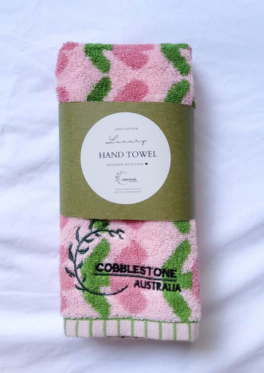 Luxury Kitchen Hand Towel - Pink Tulip Design