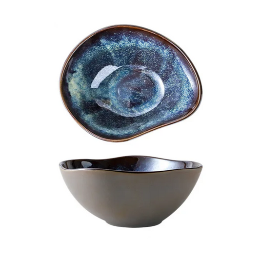 Midnight Blue Coloured Freeform Serving Bowl - Medium