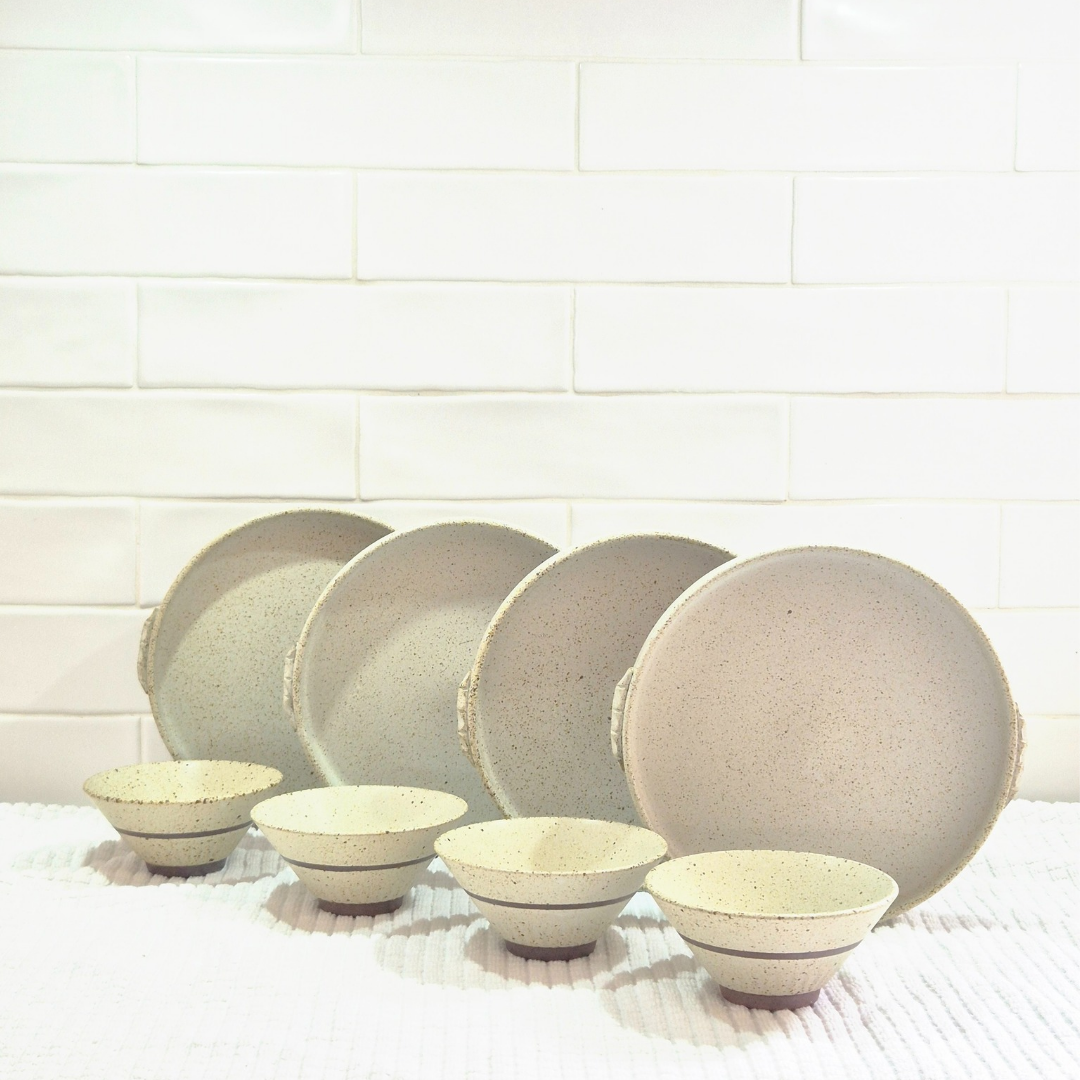 Tuscan Fawn Coloured Dinner Plate/Bowl Set 8pc