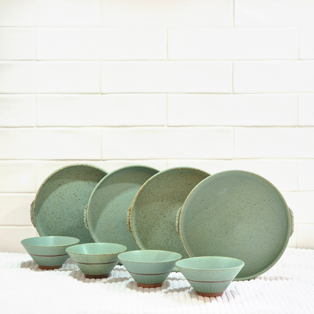 Tuscan Apple Coloured Dinner Plate/Bowl Set 8pc