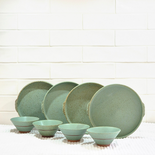Tuscan Apple Coloured Dinner Plate/Bowl Set 8pc