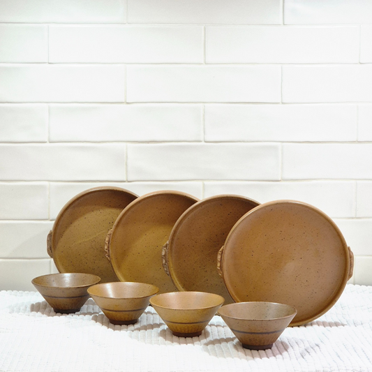 Tuscan Rust Coloured Dinner Plate/Bowl Set 8pc