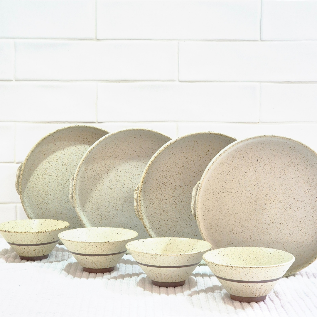 Tuscan Fawn Coloured Dinner Plate/Bowl Set 8pc