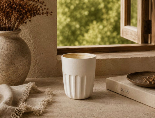 Ancient Rome Ceramic Coffee Cup Alabaster 220mls - Cobblestone Australia