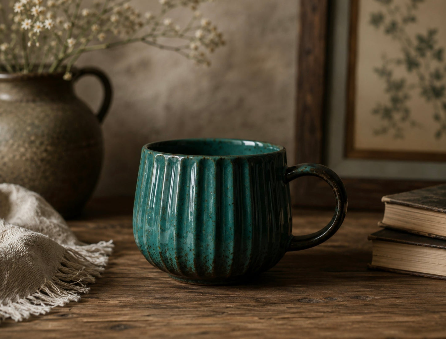 Ancient Rome Ceramic Coffee Cup Forest 380mls - Cobblestone Australia