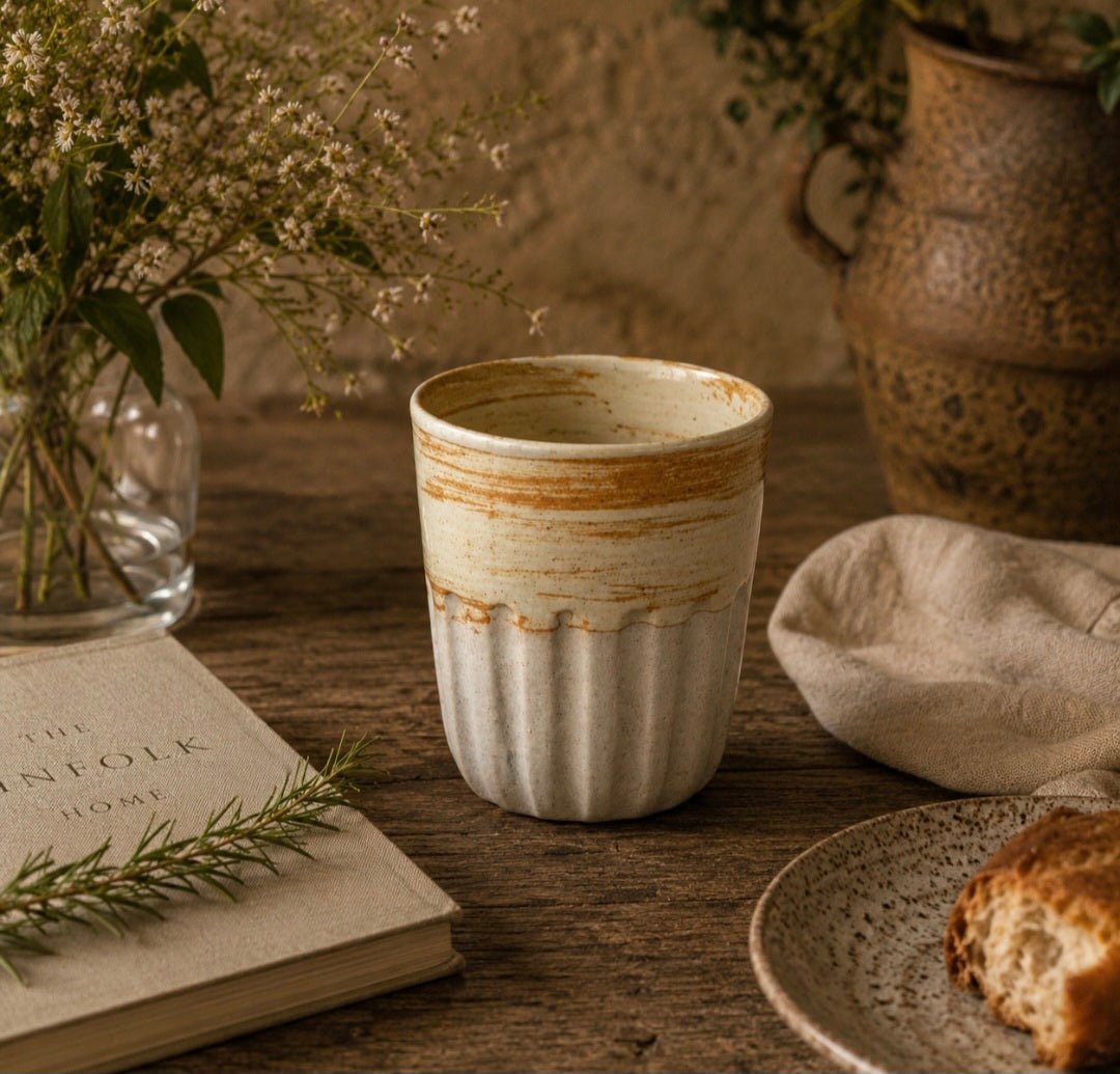 Ancient Rome Ceramic Coffee Cup Sandstone 220mls - Cobblestone Australia
