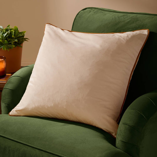 Beige / Ginger Velvet Feel Cushion Cover: 45 x 45cm - Cobblestone Australia