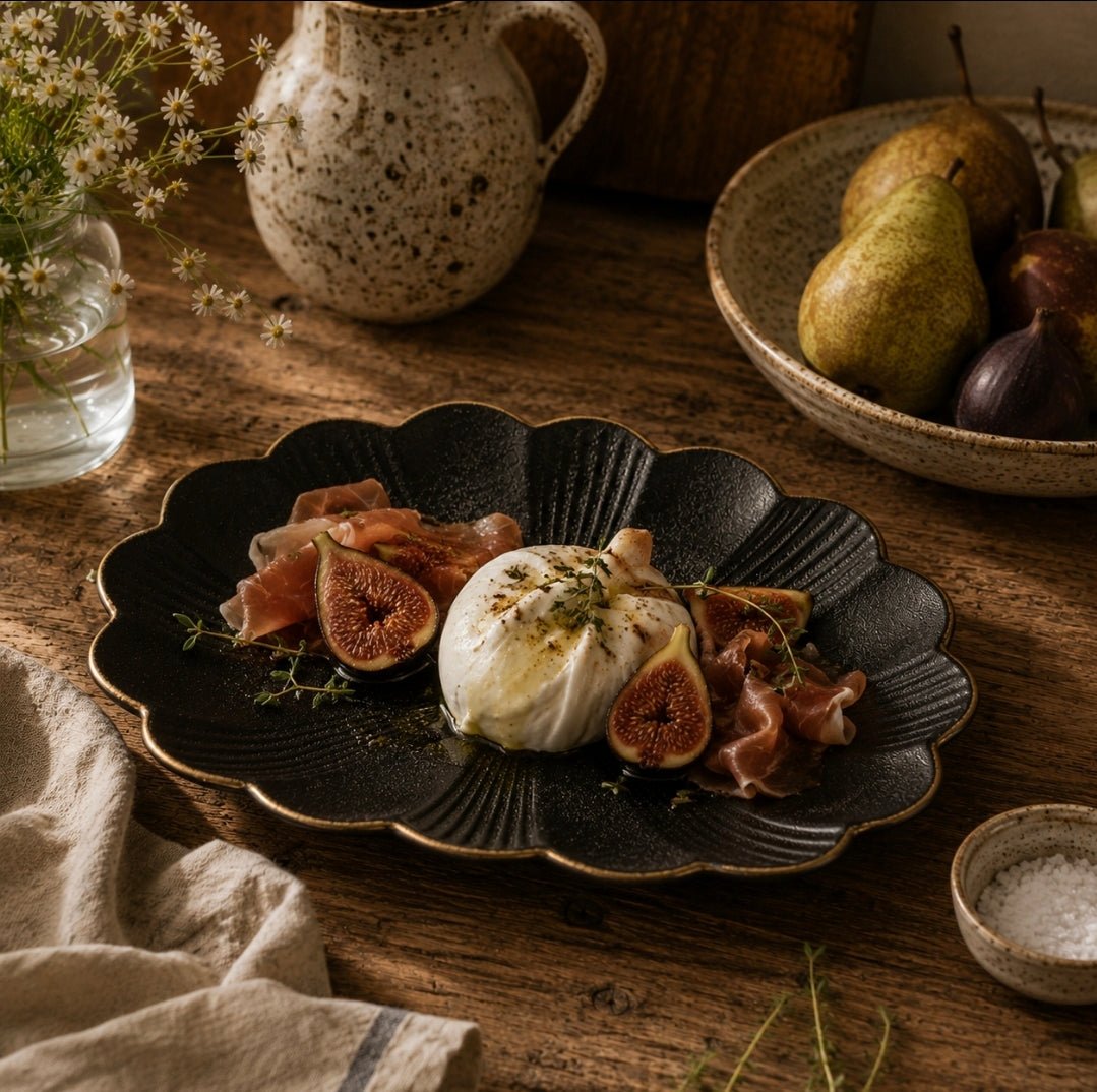 Bespoke Black Flower Serving Platter - Cobblestone Australia