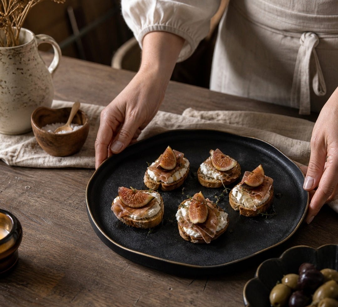 Bespoke Black Large Round Serving Platter - Cobblestone Australia