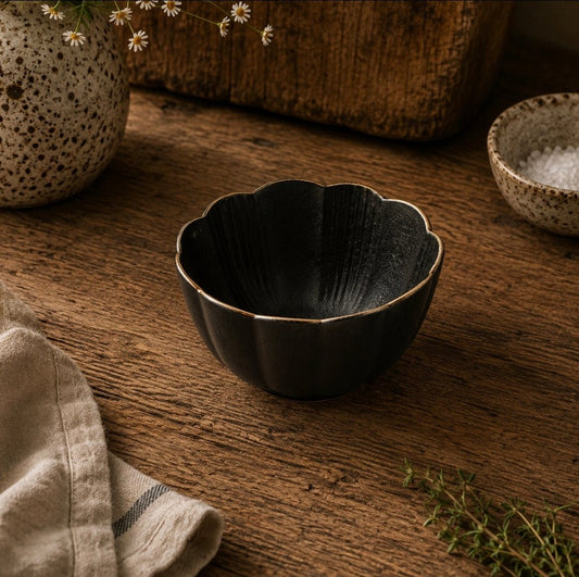 Bespoke Black Small Flower Condiment Bowl - Cobblestone Australia