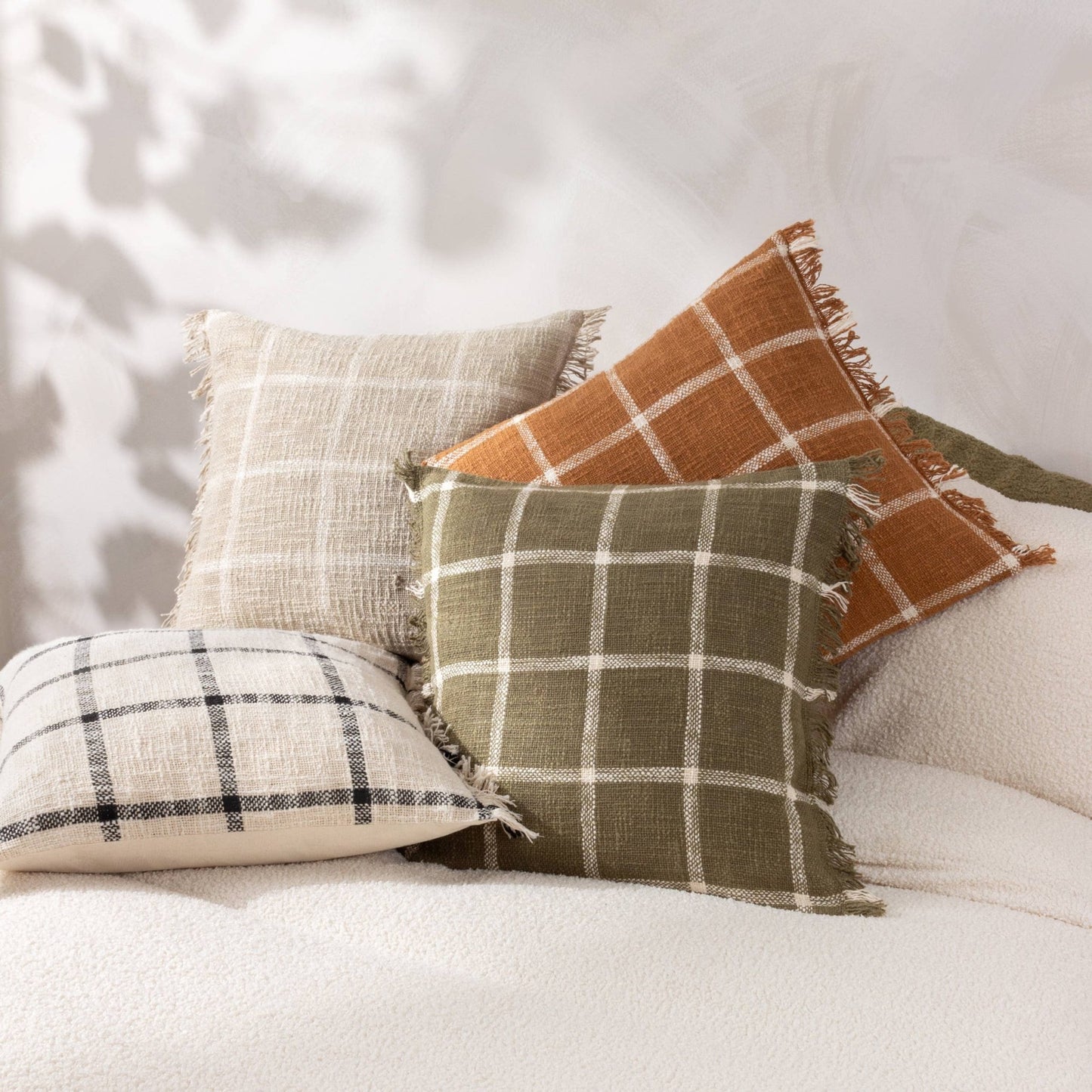 Black and Beige 100% Cotton Check Cushion Cover: 45 x 45cm - Cobblestone Australia