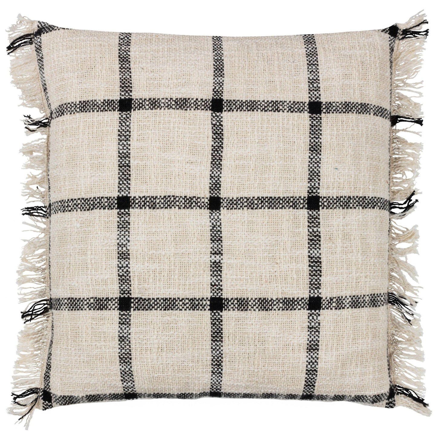 Black and Beige 100% Cotton Check Cushion Cover: 45 x 45cm - Cobblestone Australia