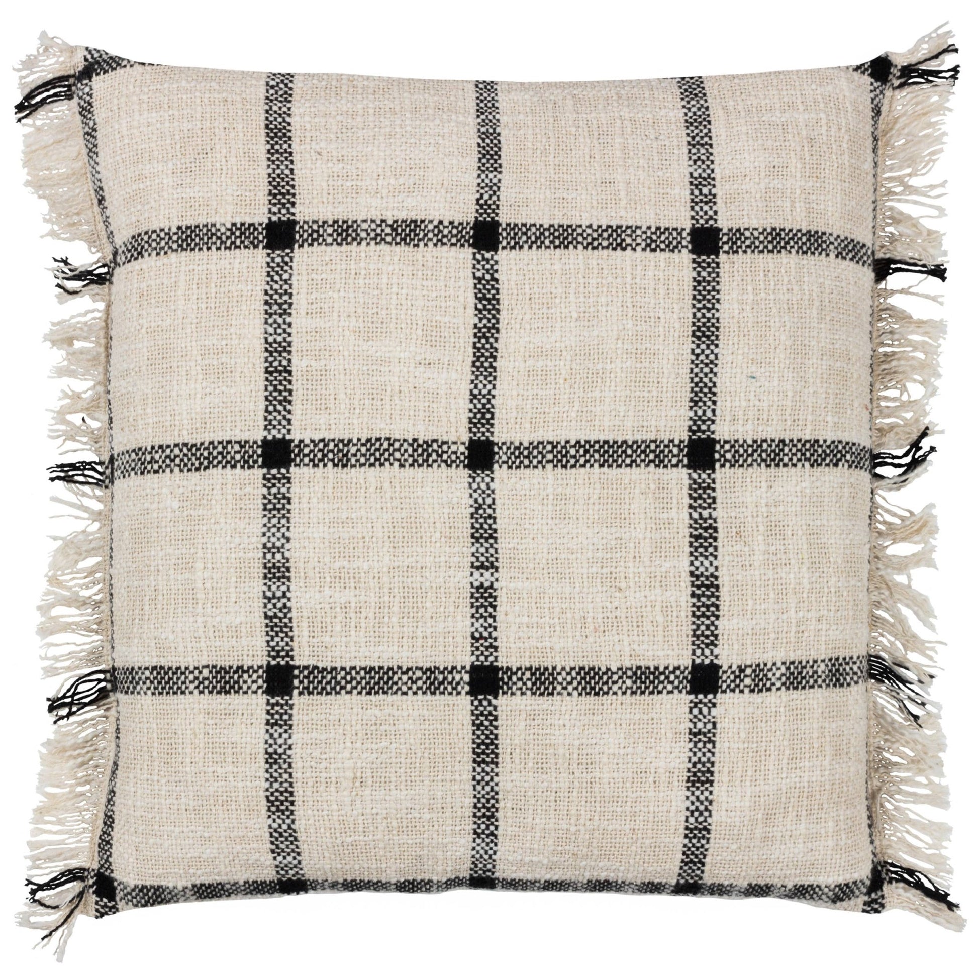 Black and Beige 100% Cotton Check Cushion Cover: 45 x 45cm - Cobblestone Australia