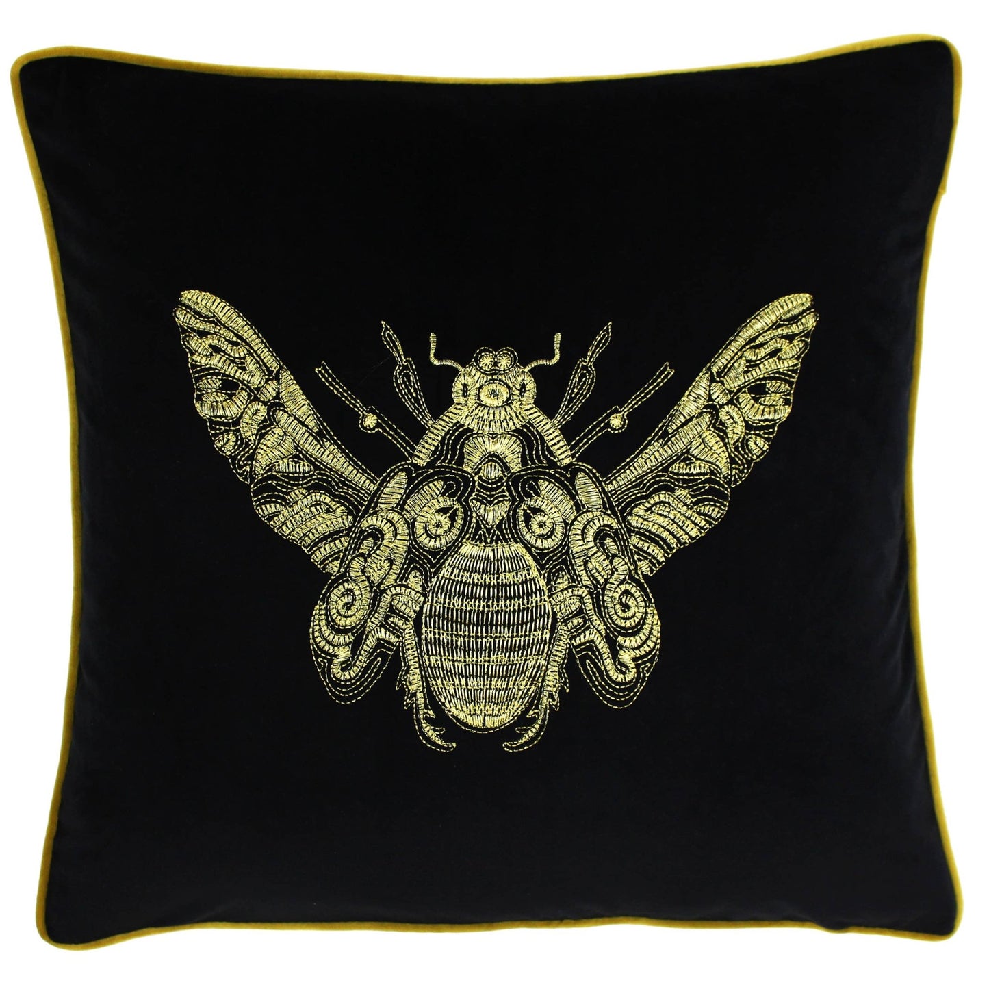 Black Bee Velvet Look Cushion Cover: 50 x 50cm - Cobblestone Australia