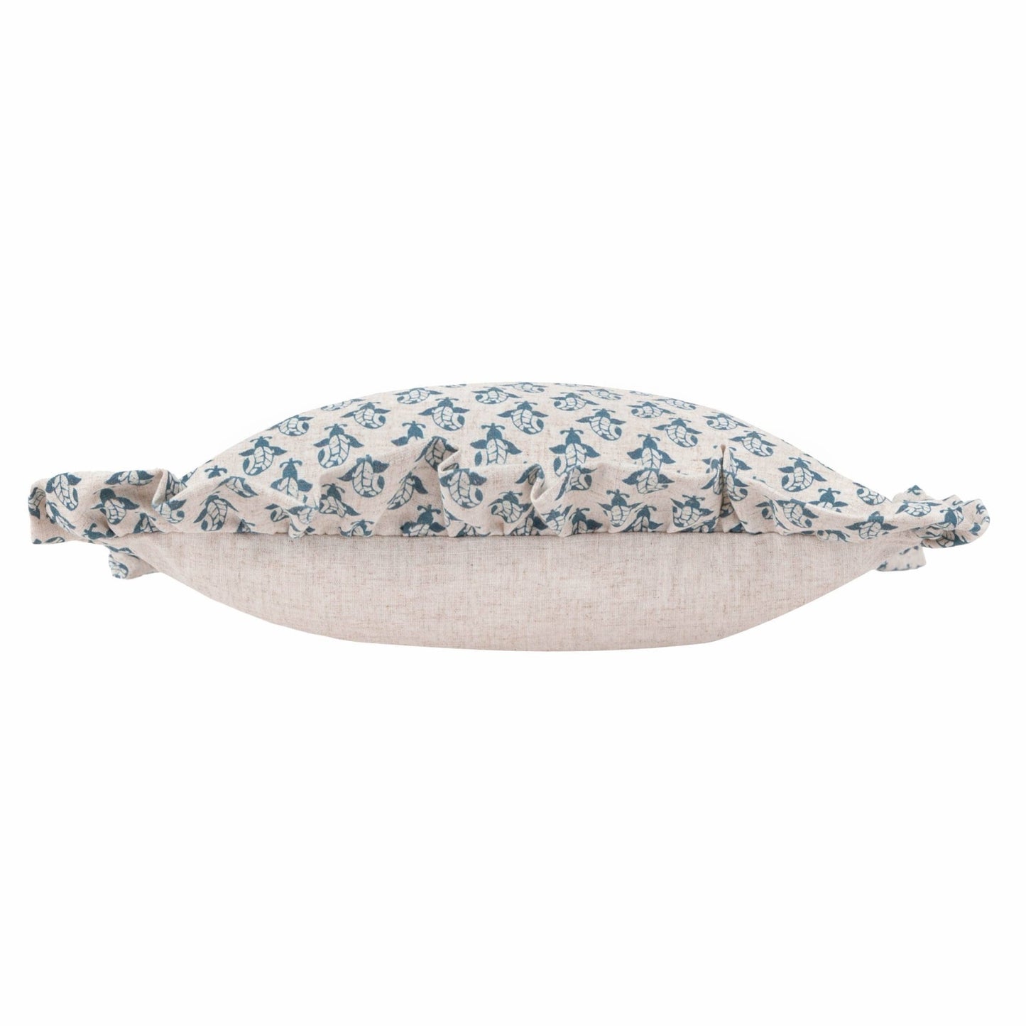 Blue Printed Ruffle Cushion Cover: 45 x 45cm - Cobblestone Australia