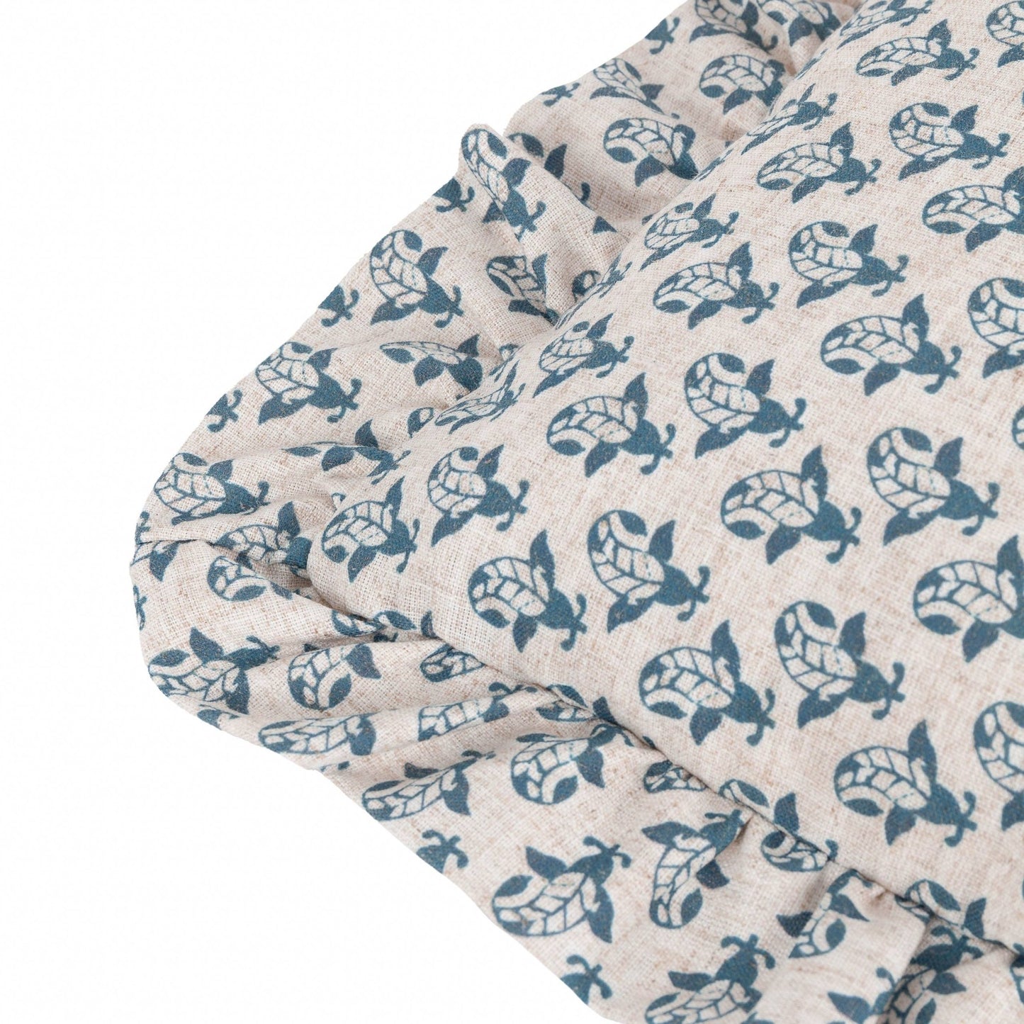 Blue Printed Ruffle Cushion Cover: 45 x 45cm - Cobblestone Australia