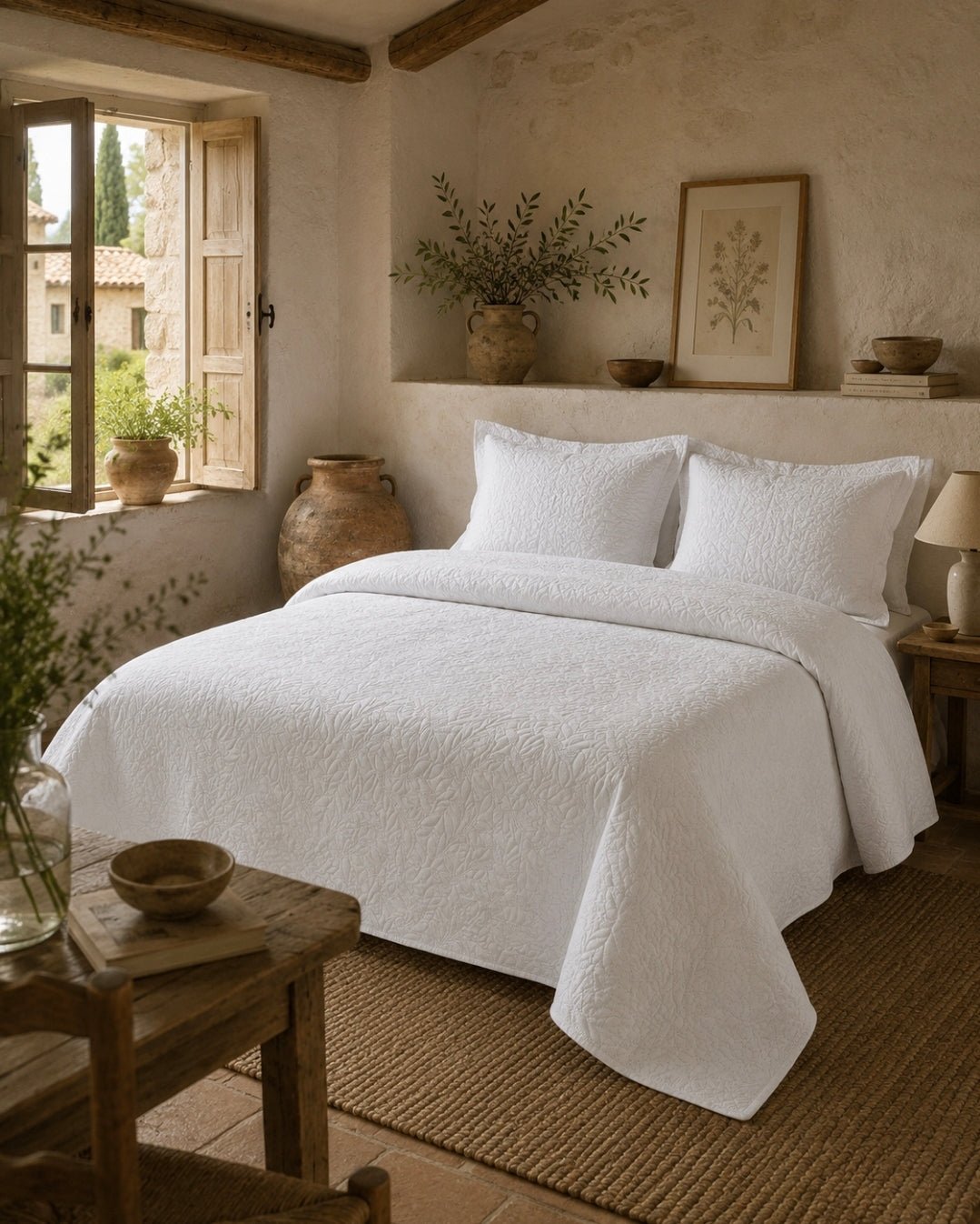 Botanica Coverlet Set: White / Queen_King - Cobblestone Australia