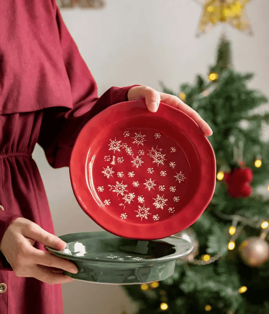 Christmas Mistletoe Deep Plate ~ Cherry Red 20cm - Cobblestone Australia