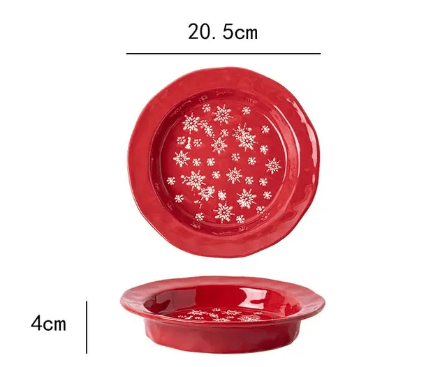Christmas Mistletoe Deep Plate ~ Cherry Red 20cm - Cobblestone Australia