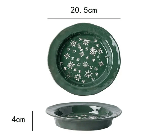 Christmas Mistletoe Deep Plate ~ Emerald Green 20cm - Cobblestone Australia