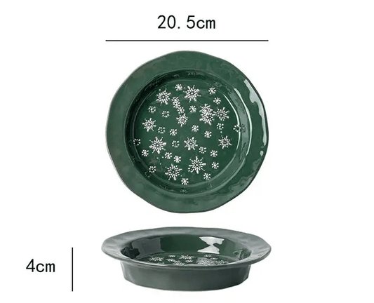 Christmas Mistletoe Deep Plate ~ Emerald Green 20cm - Cobblestone Australia