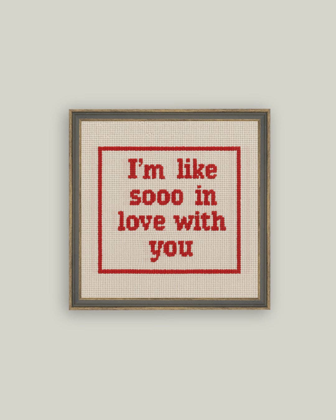 Cross Stitch In Love Framed Antique Print: 20 x 20cm - Cobblestone Australia