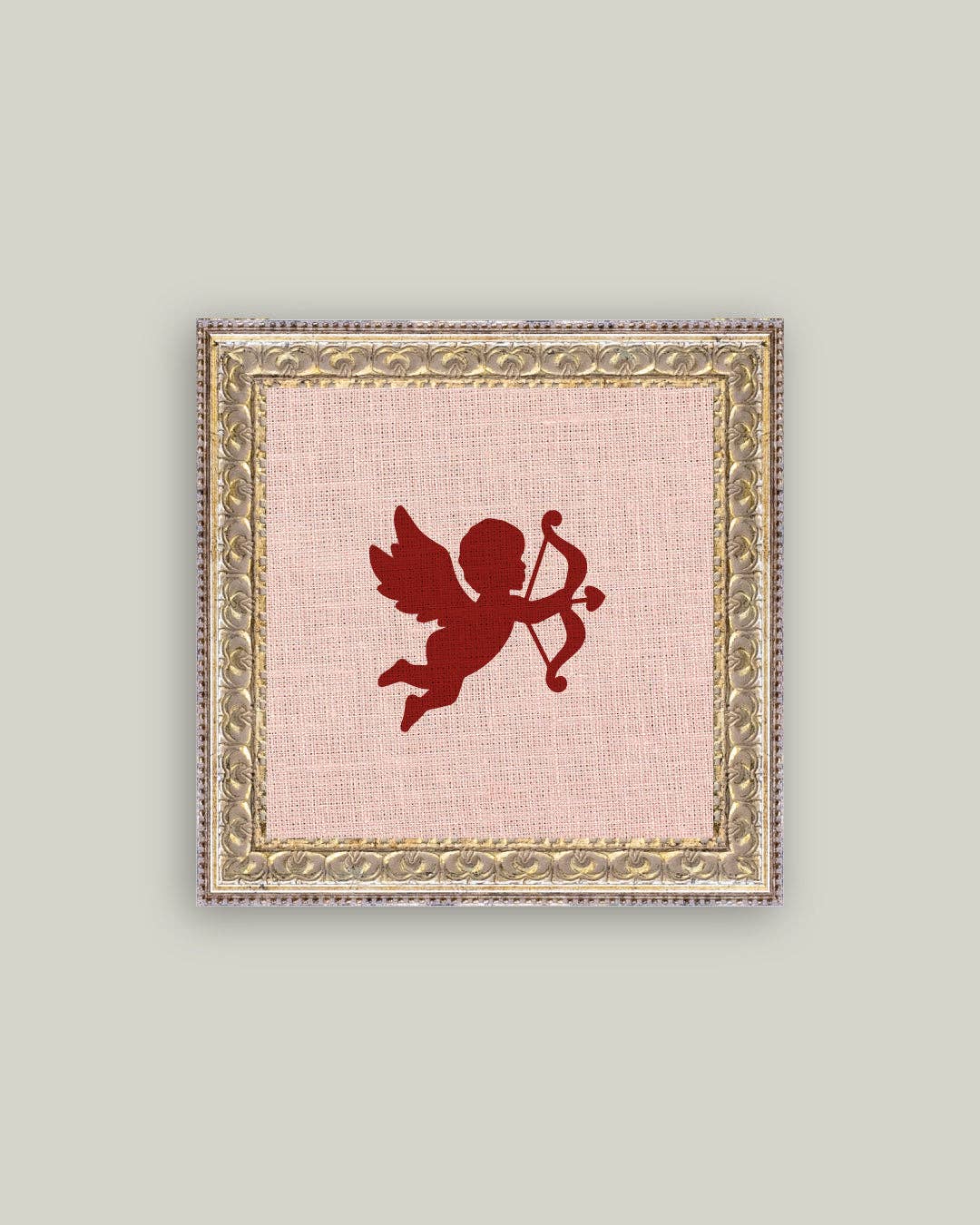 Cupid Silhouette Framed Antique Art: 22 x 22cm - Cobblestone Australia