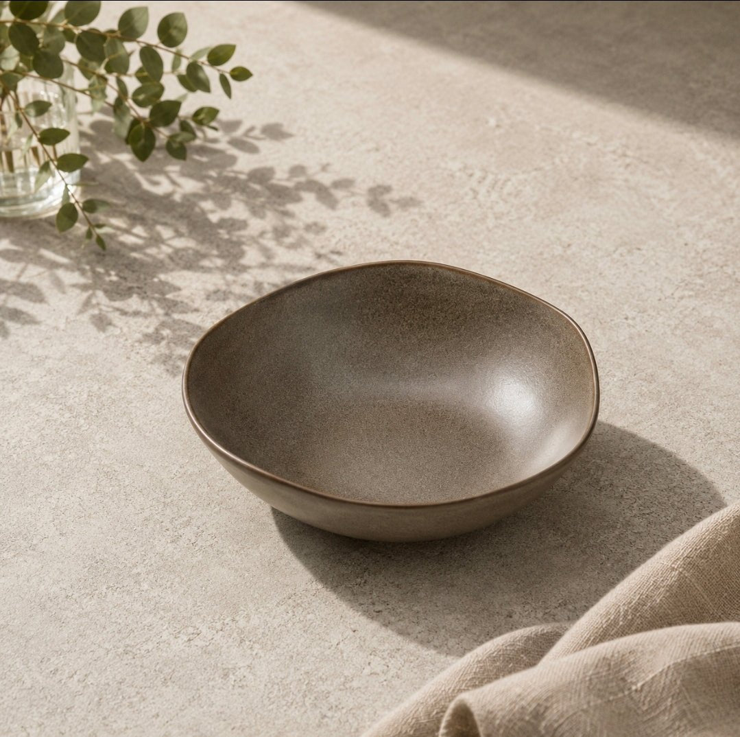 Earth Irregular Porcelain Small Serving Bowl - Mushroom - Cobblestone Australia