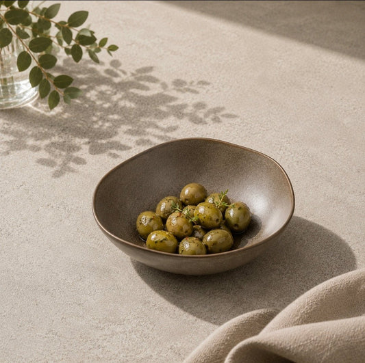 Earth Irregular Porcelain Small Serving Bowl - Mushroom - Cobblestone Australia