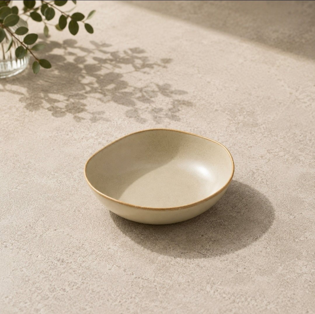 Earth Irregular Small Porcelain Serving Bowl - Dune - Cobblestone Australia